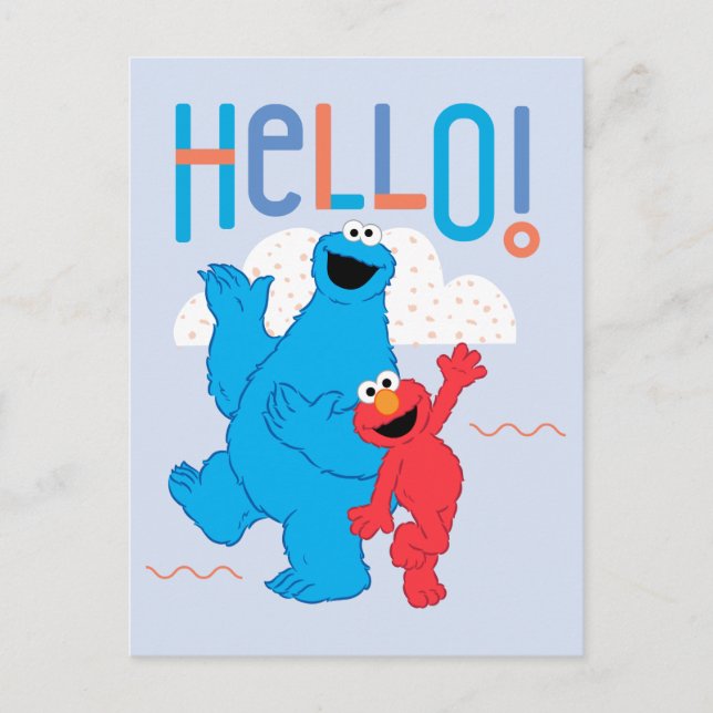 Cookie Monster & Elmo Hello! Postcard (Front)