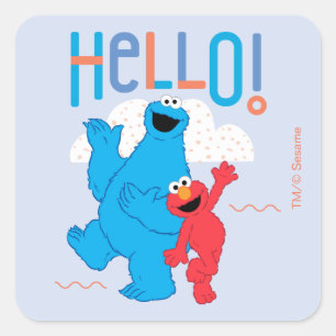 Cookie Monster & Elmo Hello! Square Sticker