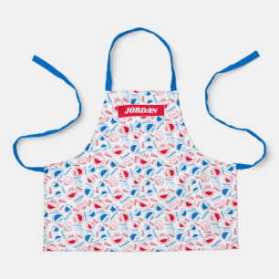 Cookie Monster & Elmo   Red & Blue Pattern Apron