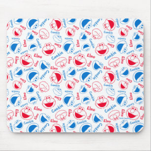 Cookie Monster & Elmo   Red & Blue Pattern Mouse Pad