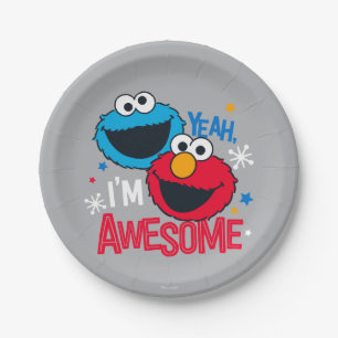 Cookie Monster & Elmo   Yeah, I'm Awesome Paper Plate