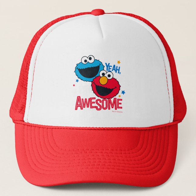 Cookie Monster & Elmo | Yeah, I'm Awesome Trucker Hat (Front)