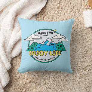 Cookie Monster   Enjoy Life One Bite at a Time Cushion