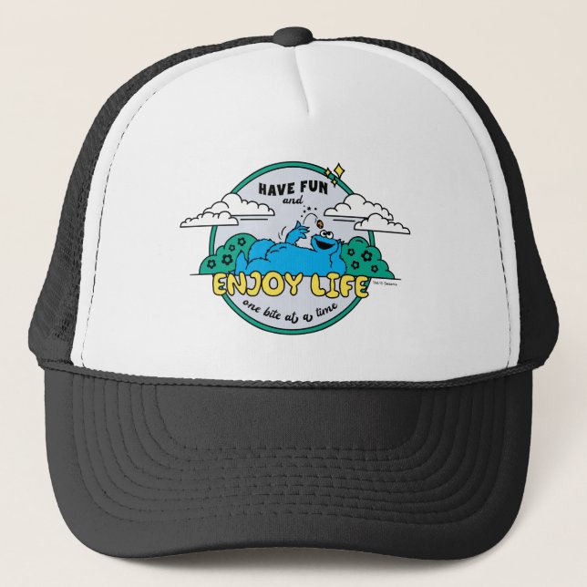 Cookie Monster | Enjoy Life One Bite at a Time Trucker Hat (Front)