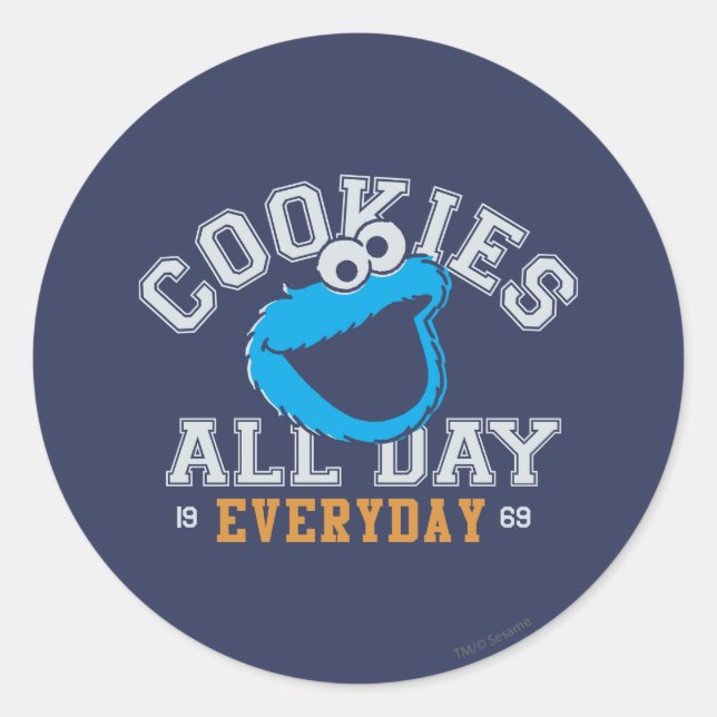 Cookie Monster Everyday Classic Round Sticker (Front)