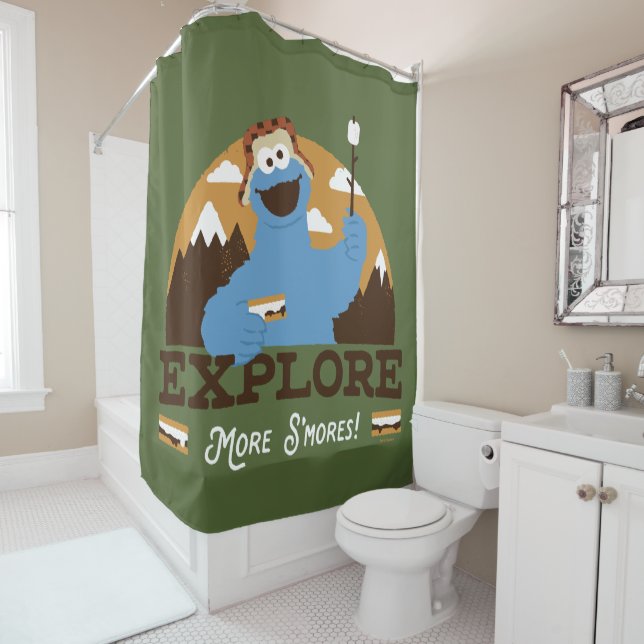 Cookie Monster | Explore More S'mores Shower Curtain (In Situ)