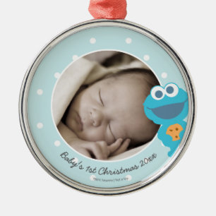 Cookie Monster   First Christmas - Add Your Name Metal Ornament