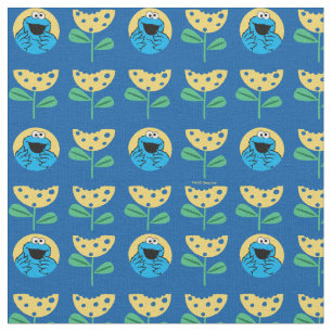 Cookie Monster Flower Pattern Fabric