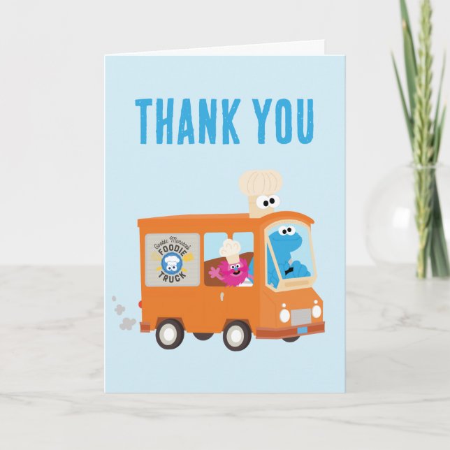 Cookie Monster Food Truck Birthday Gift Thank You Card (Front)