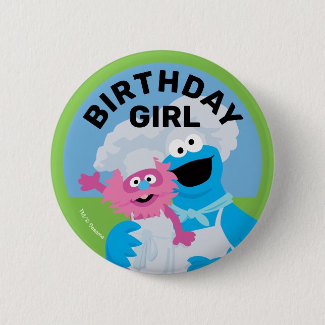 Cookie Monster Food Truck Birthday Girl 6 Cm Round Badge (Front)