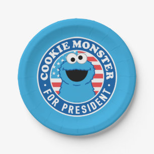 Cookie Monster for President Paper Plate