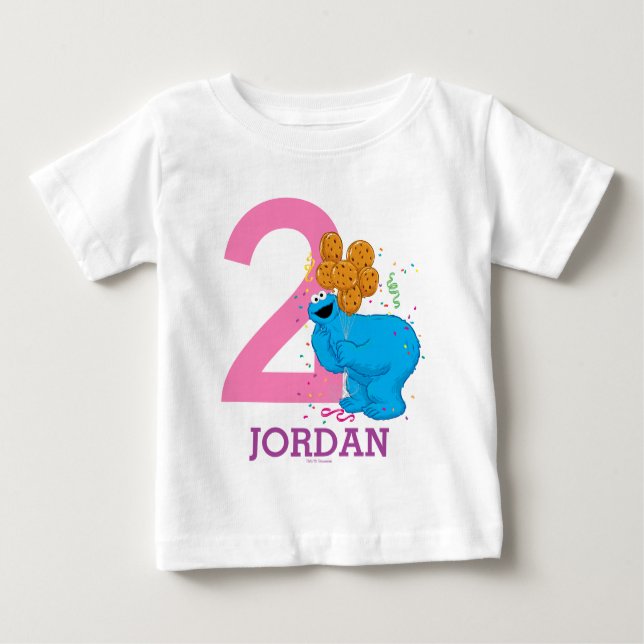 Cookie Monster Girls Birthday Baby T-Shirt (Front)