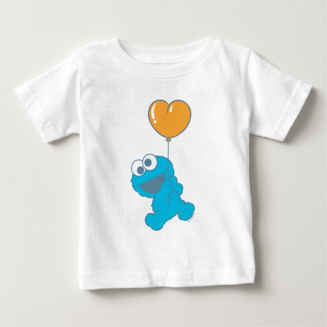 Cookie Monster Heart Balloon Baby T-Shirt (Front)