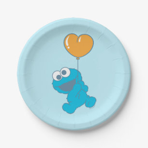 Cookie Monster Heart Balloon Paper Plate