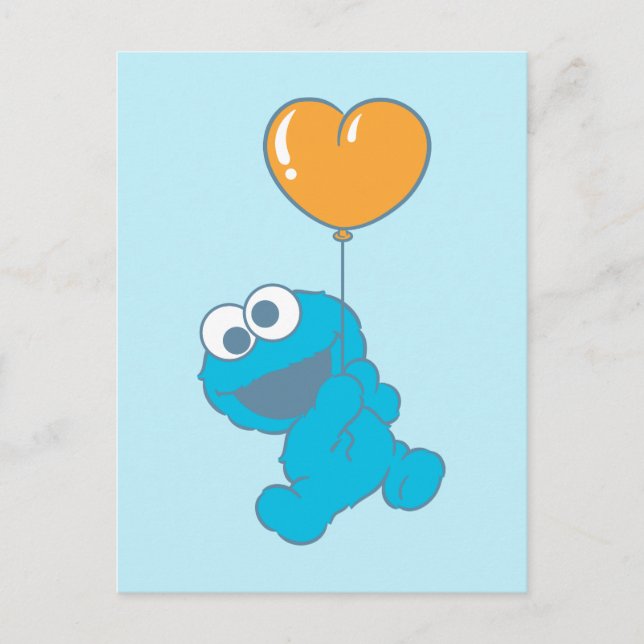 Cookie Monster Heart Balloon Postcard (Front)