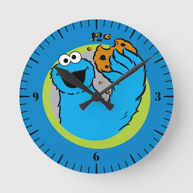 Cookie Monster Image Round Clock (Front)