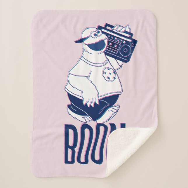 Cookie Monster | Jamming with the Boom Box Sherpa Blanket (Front)