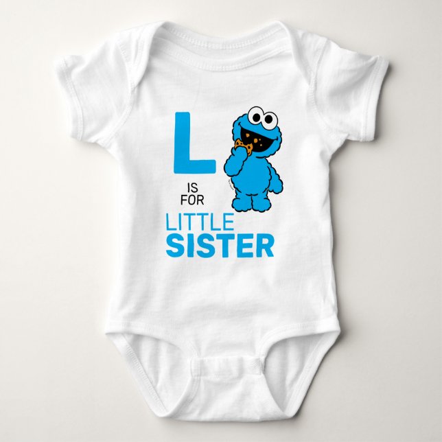 Cookie Monster | L is for Little Sister Baby Bodysuit (Front)