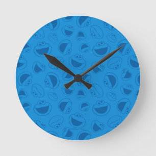 Cookie Monster   Me Awesome Blue Pattern Round Clock