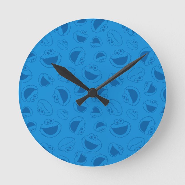 Cookie Monster | Me Awesome Blue Pattern Round Clock (Front)