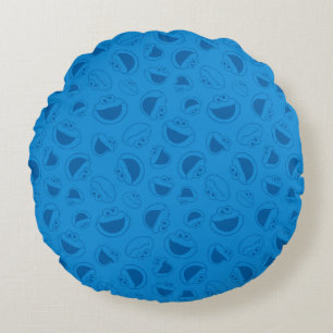 Cookie Monster   Me Awesome Blue Pattern Round Cushion