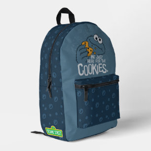 Cookie Monster Me Just Here for the Cookies Printed Backpack