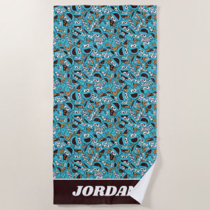 Cookie Monster   Nom Nom Nom Pattern Beach Towel