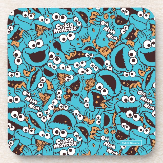 Cookie Monster | Nom Nom Nom Pattern Coaster (Front)
