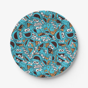 Cookie Monster   Nom Nom Nom Pattern Paper Plate