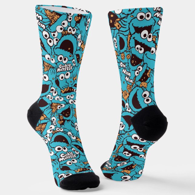 Cookie Monster | Nom Nom Nom Pattern Socks (Angled)