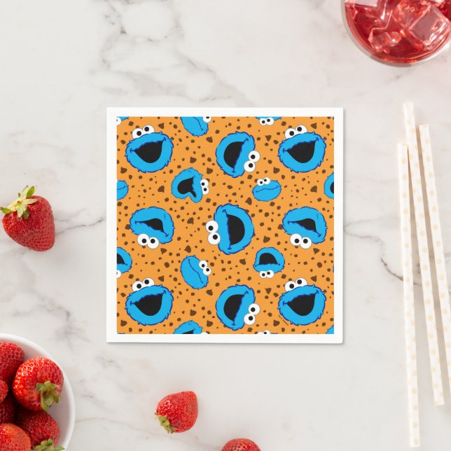 Cookie Monster on Cookie Pattern Napkin (Insitu)