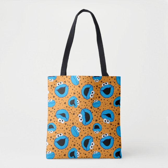 Cookie Monster on Cookie Pattern Tote Bag (Front)