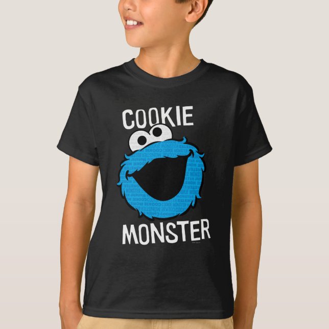 Cookie Monster Pattern Face T-Shirt (Front)