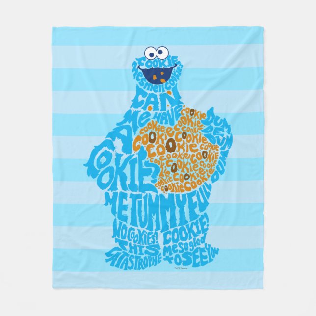Cookie Monster Pattern Fill Fleece Blanket (Front)