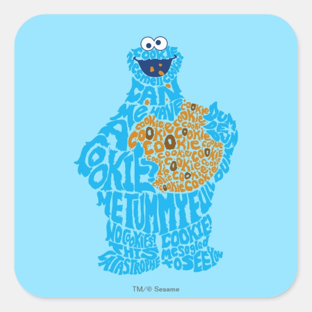 Cookie Monster Pattern Fill Square Sticker (Front)