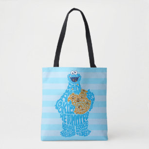 Cookie Monster Pattern Fill Tote Bag