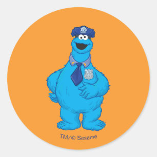 Cookie Monster   Police Officer Costume Classic Round Sticker