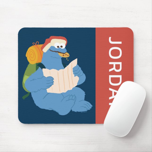 Cookie Monster Reading A Map | Add Your Name Mouse Pad (With Mouse)