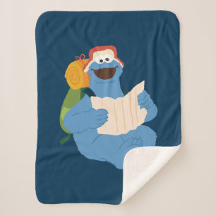 Cookie Monster Reading A Map Sherpa Blanket
