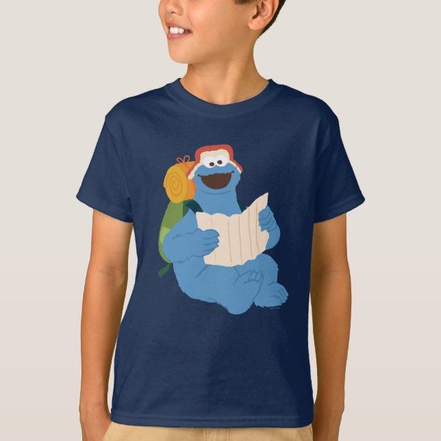 Cookie Monster Reading A Map T-Shirt (Front)