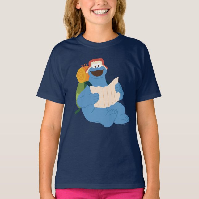 Cookie Monster Reading A Map T-Shirt (Front)