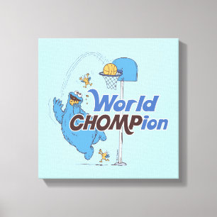 Cookie Monster   Shooting Basketball Hoops Canvas Print