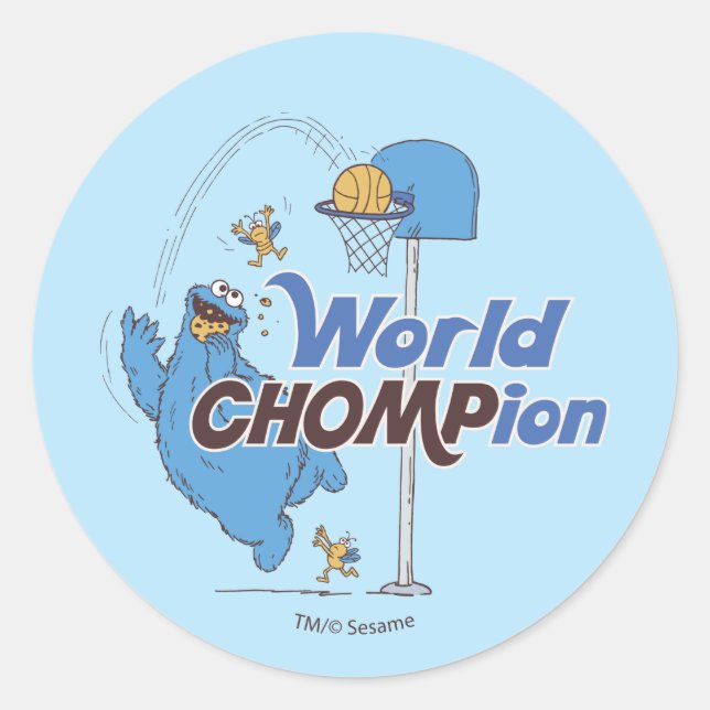 Cookie Monster | Shooting Basketball Hoops Classic Round Sticker (Front)