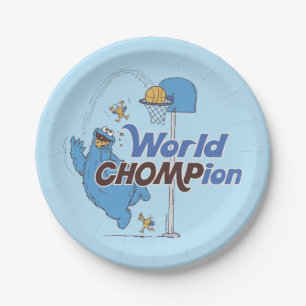 Cookie Monster Shooting Basketball Hoops Paper Plate