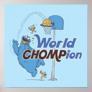 Cookie Monster   Shooting Basketball Hoops Poster