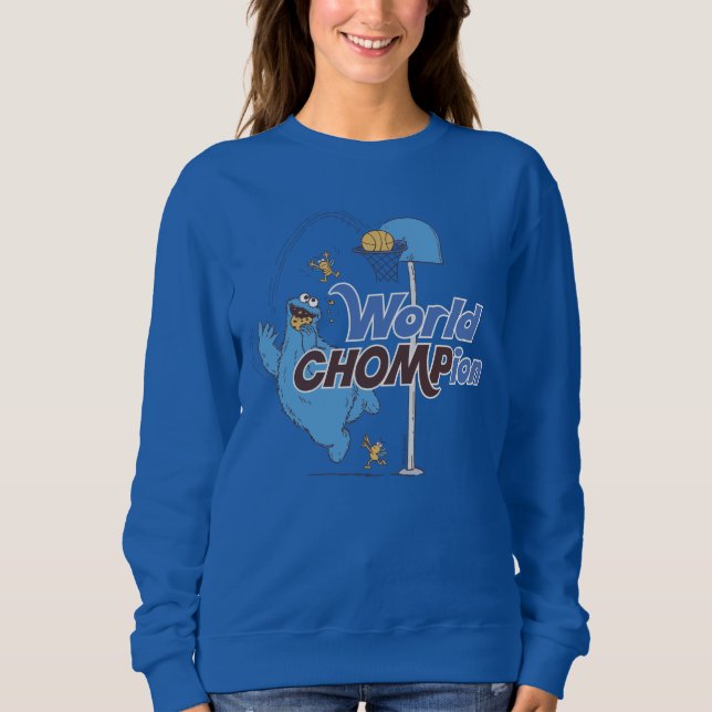 Cookie Monster | Shooting Basketball Hoops Sweatshirt (Front)