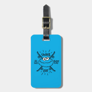 Cookie Monster Skate Logo - Skate, Eat, 24/7 Luggage Tag