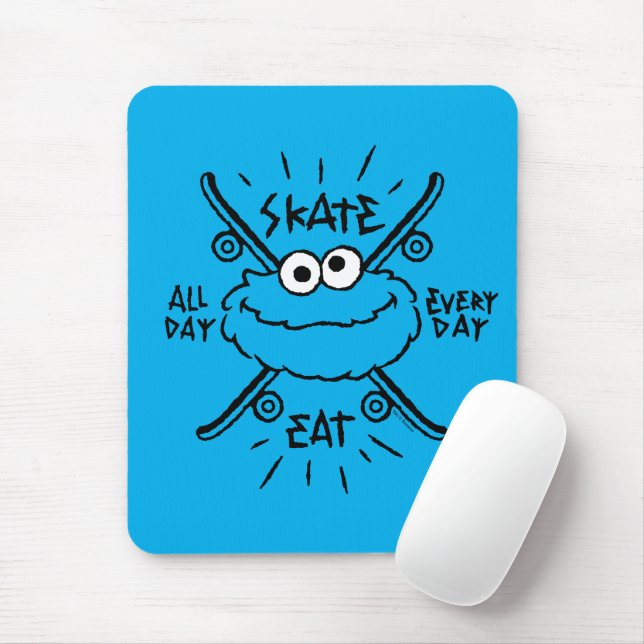 Cookie Monster Skate Logo - Skate, Eat, 24/7 Mouse Pad (With Mouse)