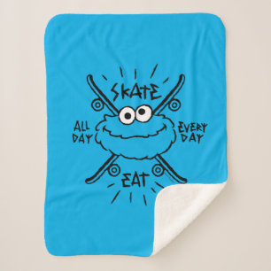 Cookie Monster Skate Logo - Skate, Eat, 24/7 Sherpa Blanket