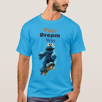 Cookie Monster Skateboarding Air Trick Design T-Shirt